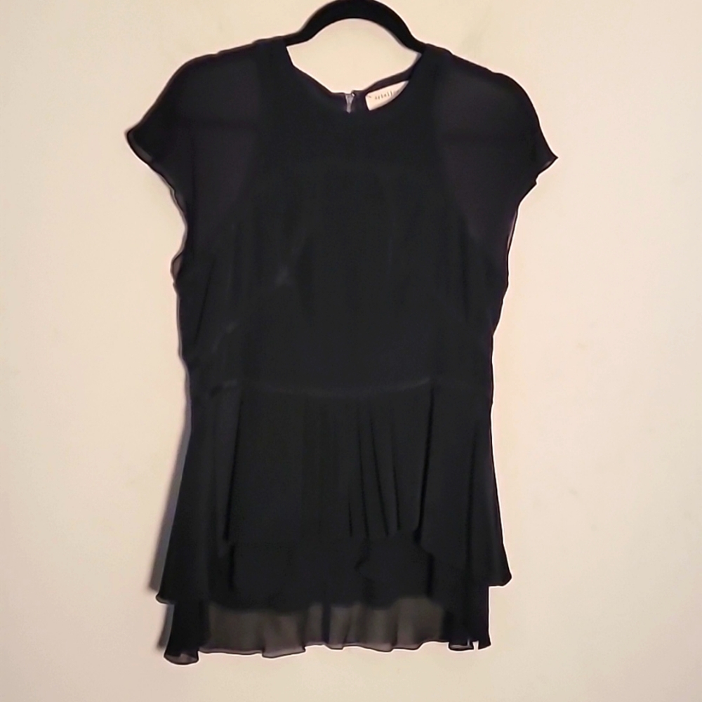 Artelier Nicole Miller pleated blouse Sz L
